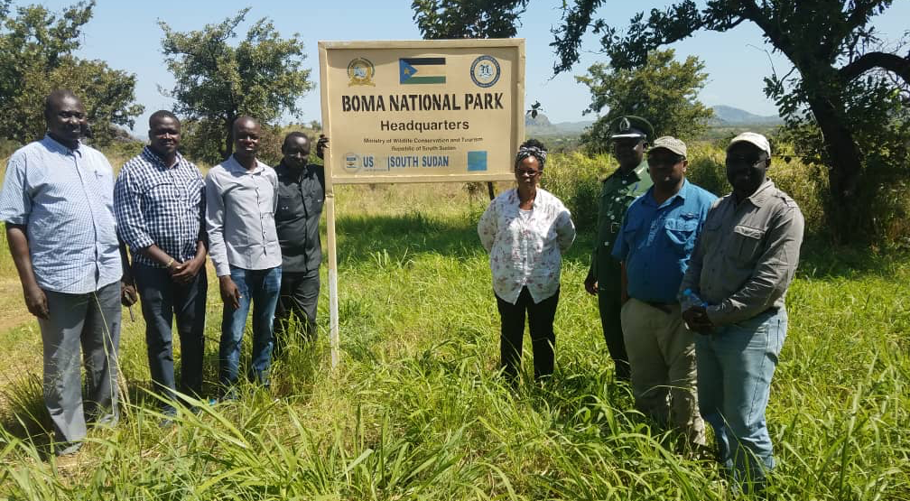 HoA-ESR Baseline assessment team in Boma National Park, South Sudan, December 2019